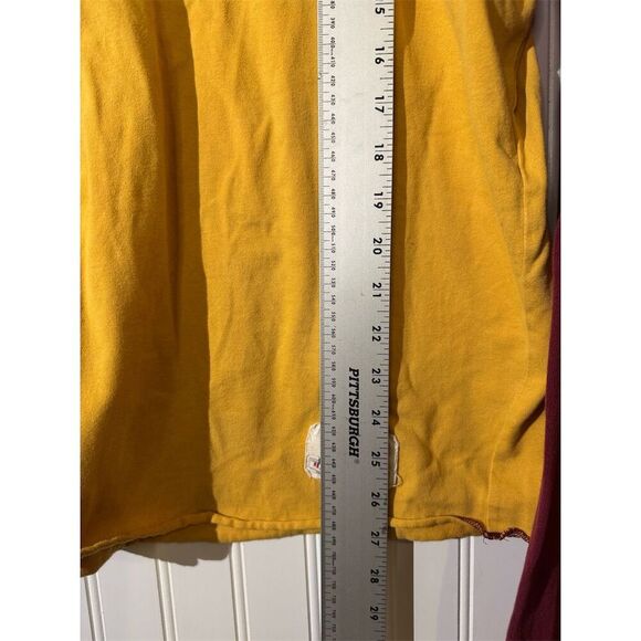 VTG Y2K Abercrombie Fitch Muscle Fit Raglan Long Sleeve Shirt XXL Gold Burgundy - Picture 8 of 11